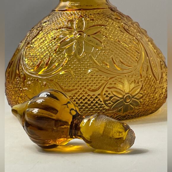 6pc Vintage Tiara Amber Decanter‎ & Wine Glass Set - Picture 7 of 15